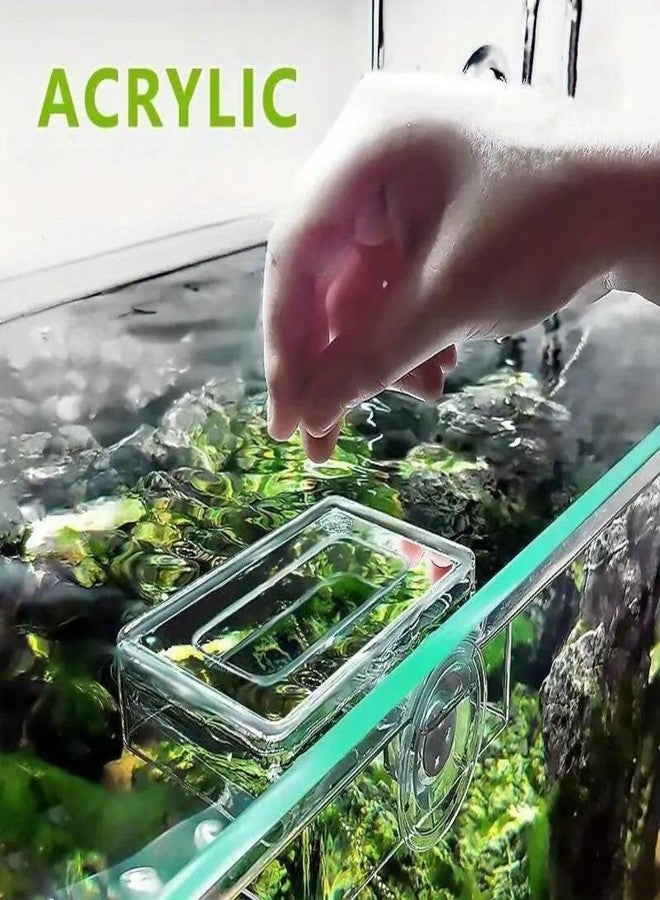 VAYINATO® 1pc Rectangular Shaped Acrylic Fish Feeding Box with Suction Cup, Transparent Fish Feeder, Aquarium Fish Tank Accessories Cichild, Beta, Goldfish, Spirulina and Koi Pond by Petzlifeworld - Image 2